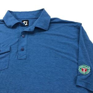 FootJoy FJ XL Medinah Blue Mens Golf SS Stretch Button Polo Solid Shirt